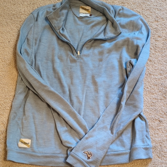 Tracksmith Sky Blue Quarter-Zip Pullover Size XL - Picture 1 of 3